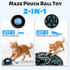 ORSDA Juguetes para Gatos, Pelota Interactiva Rodante Rápida en Bolsa, Escondite y Búsqueda para Gatos de Interior, Pelota Móvil Activada por Movimiento con Chirrido, Juego de Atrapar Ratones con