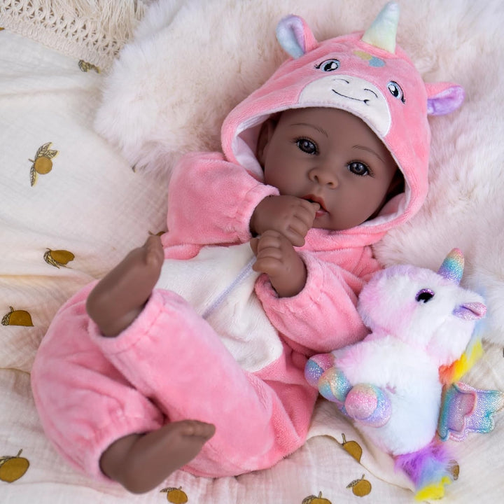 Aori Muñecas Bebé Negras de 17 Pulgadas, Muñeca Negra Realista con...
