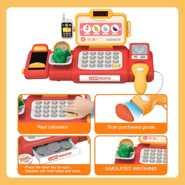 Yalujumb Carrito de Compras Trolley Set de Juego para Niños y Calcu...