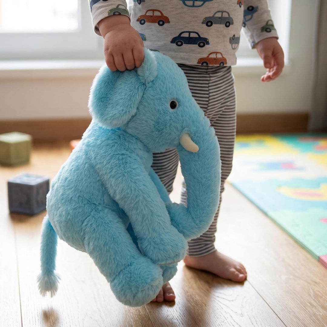 WEIGEDU Elefante de peluche azul de 13" - Juguete de felpa para...