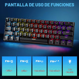 Gaozen Teclado mecánico 60% con cable para juegos, retroiluminado R...