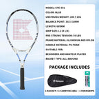 Juego de raqueta de tenis preencordada de 27 pulgadas con overgrips