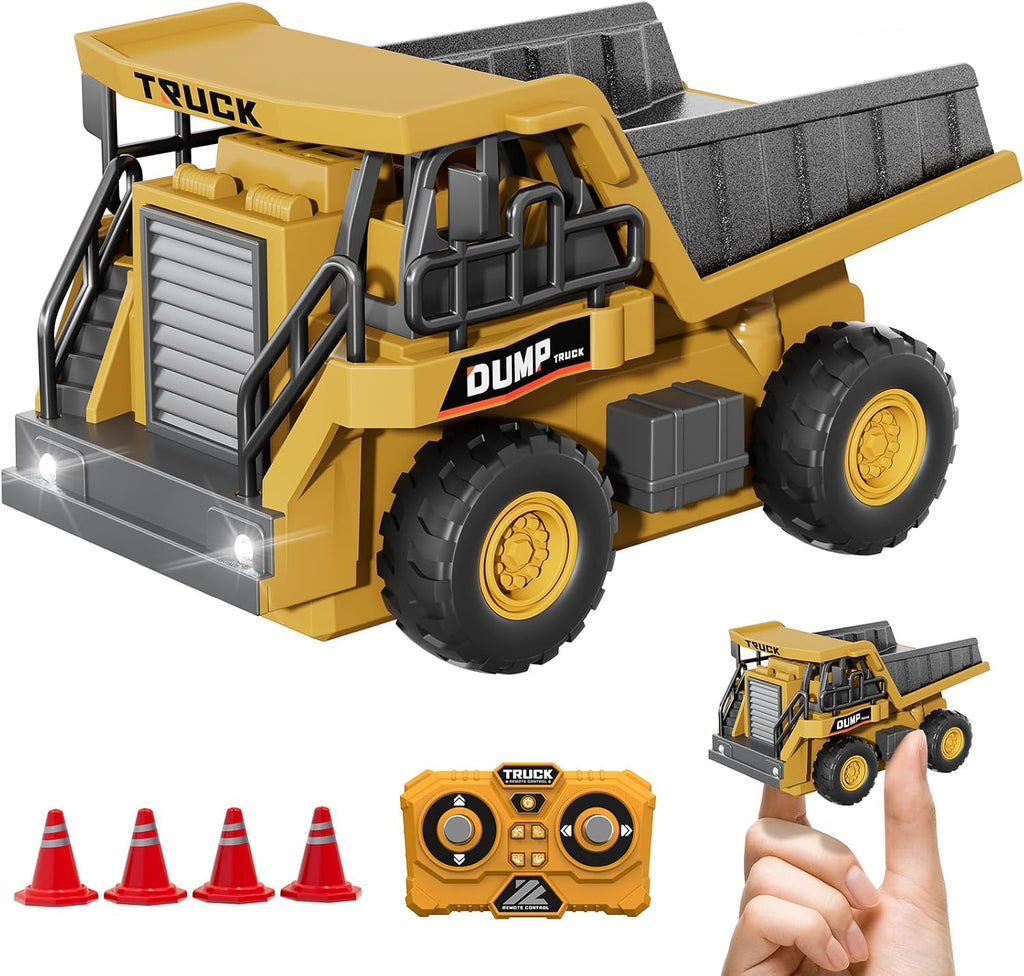 Camión volquete RC 1:64, mini juguete de escritorio con control remoto para