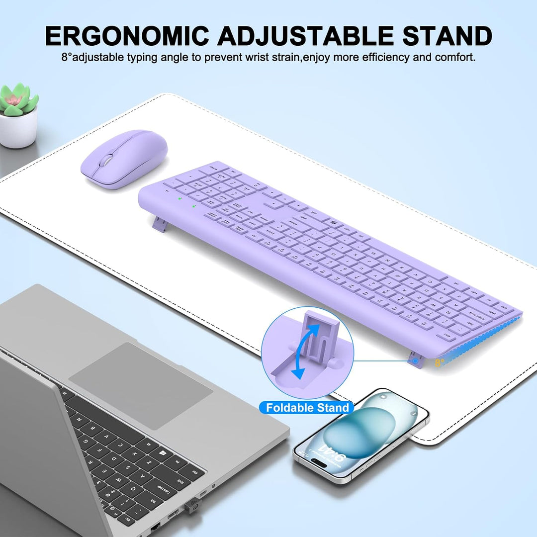 Combo de teclado y mouse inalámbrico, teclado y mouse ergonómicos d...