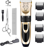 Highdas Cortapelos para perros para aseo de bajo ruido, kit eléctrico inalámbrico de aseo para perros, recargable, afeitadora silenciosa para perros, kit de recortadora de pelo de mascotas para perros y gatos (dorado)