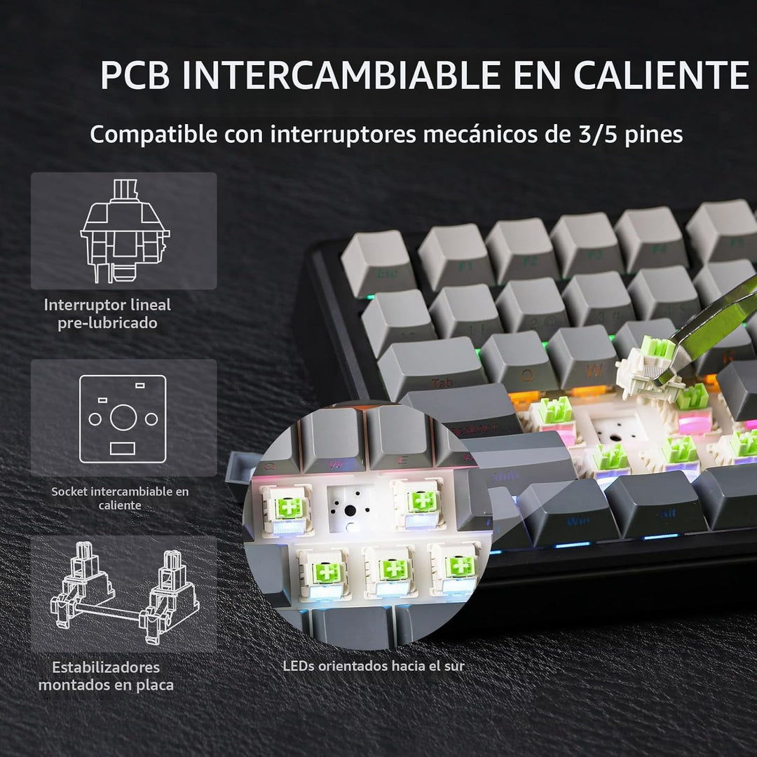 EPOMAKER X Aula F75 MAX - Teclado mecánico inalámbrico con pantalla...