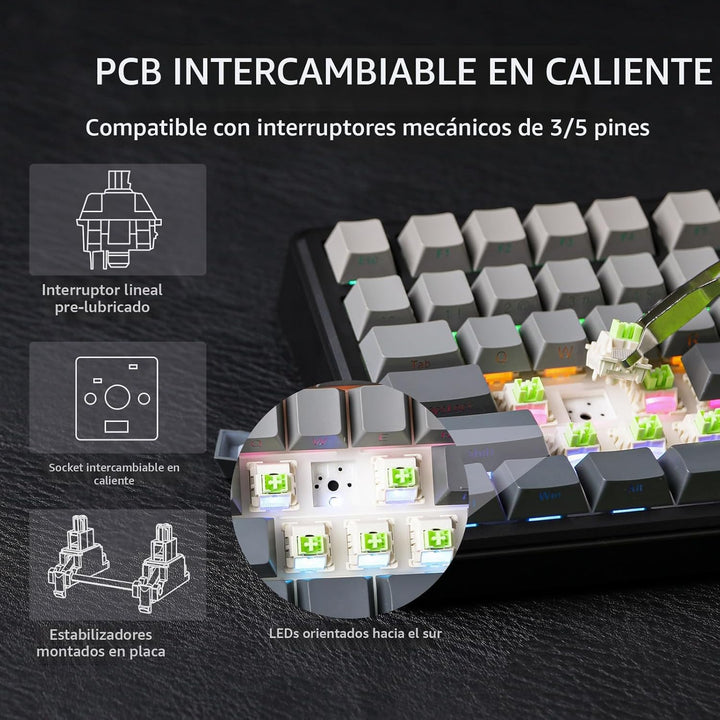 EPOMAKER X Aula F75 MAX - Teclado mecánico inalámbrico con pantalla...