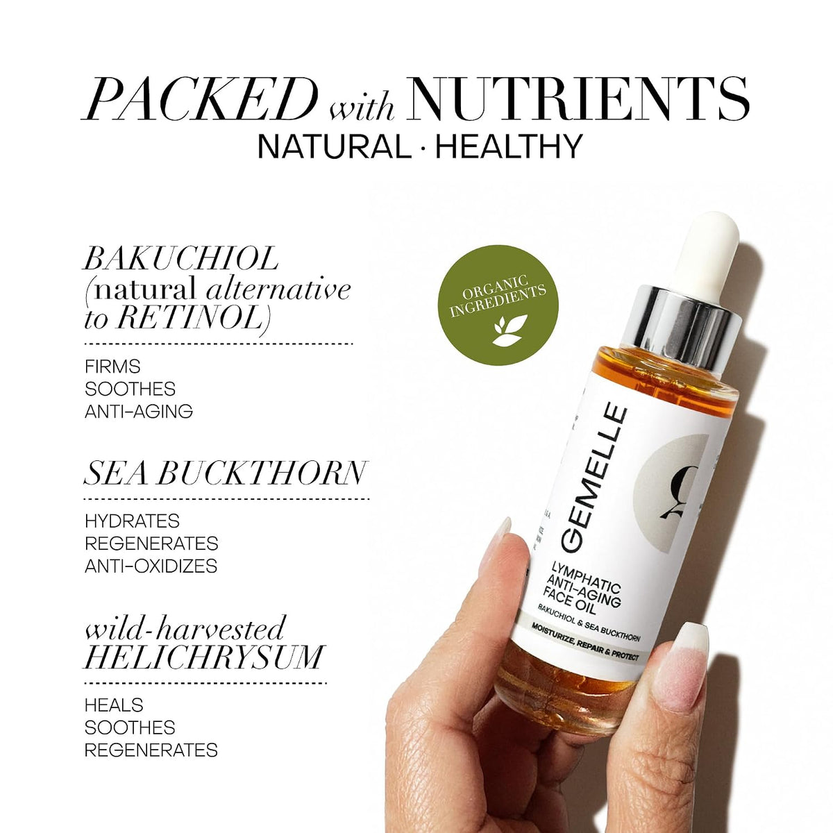 GEMELLE Aceite Facial Anti-Envejecimiento Linfático | Ganador de 10...