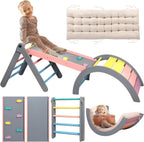 Pikler - Juego de triángulos con cojín, 7 en 1, juguetes de escalada para interiores
