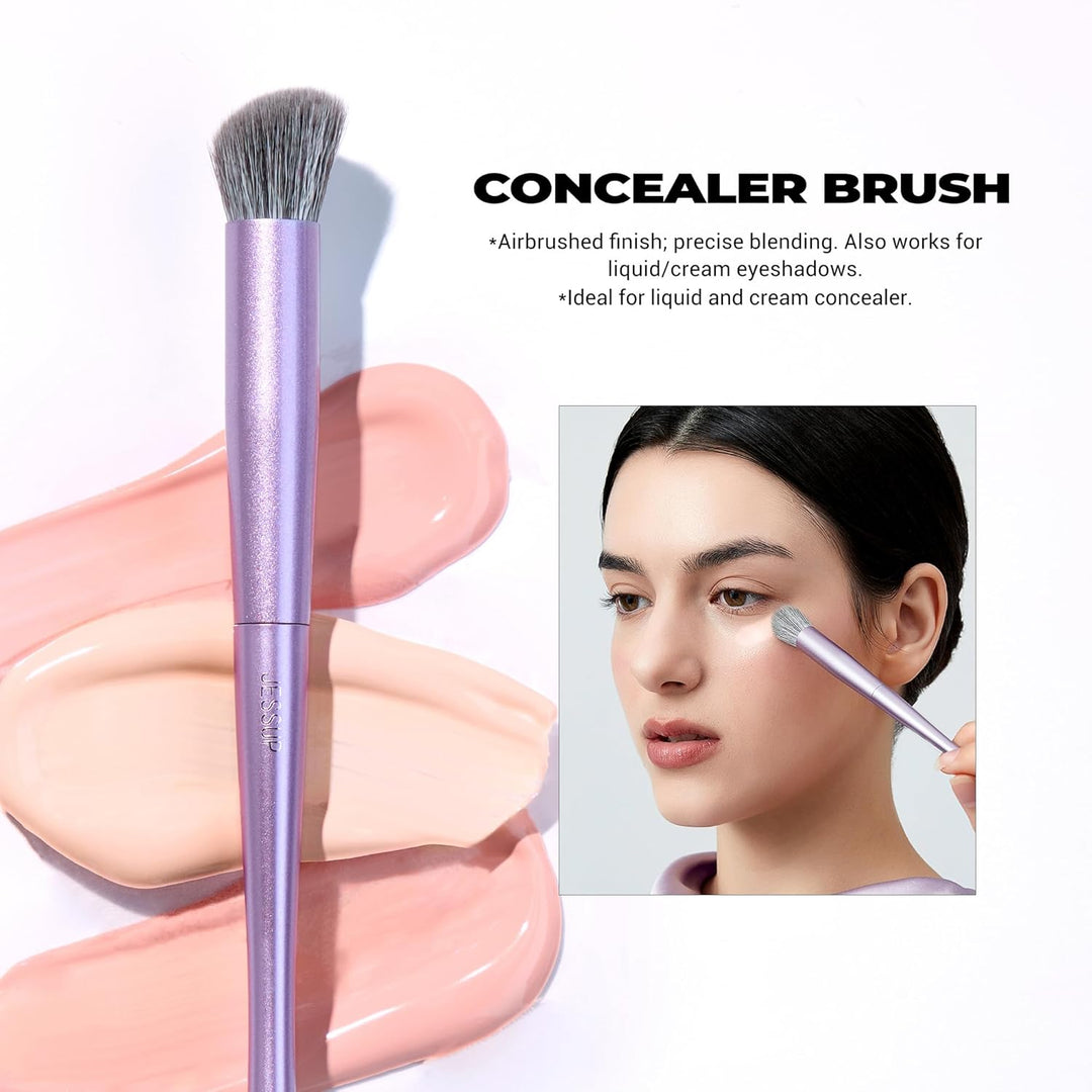 Jessup Juego de 3 brochas de maquillaje facial, brochas de maquilla...