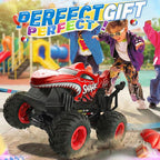 BEZGAR Camión monstruo, camión monstruo de control remoto con giros bailarines, luces y música, auto de control remoto 1:20 para niños de 4 a 7, 5, 6, 7, 8, 9, 10 años (rojo)