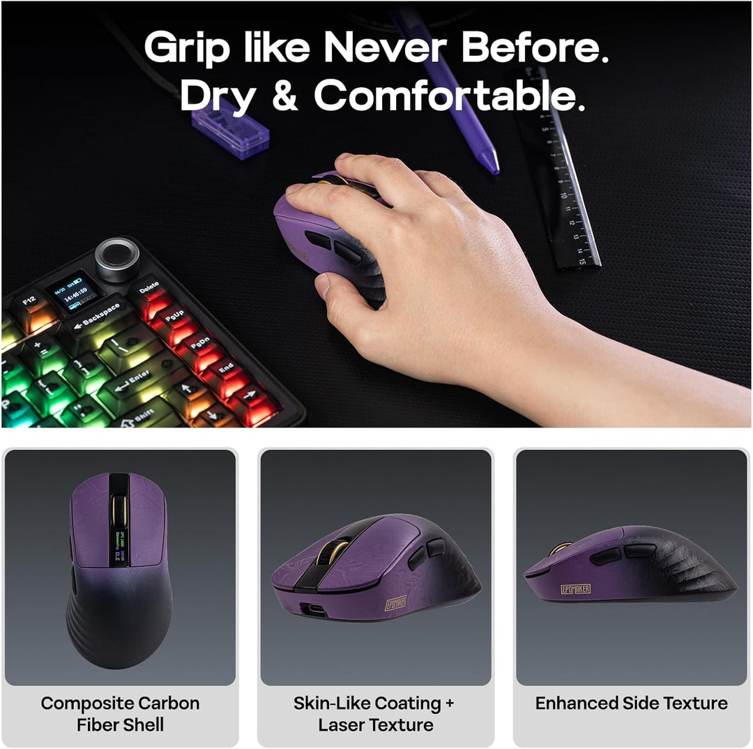 EPOMAKER Carbonis - Mouse inalámbrico para juegos con pantalla digi...