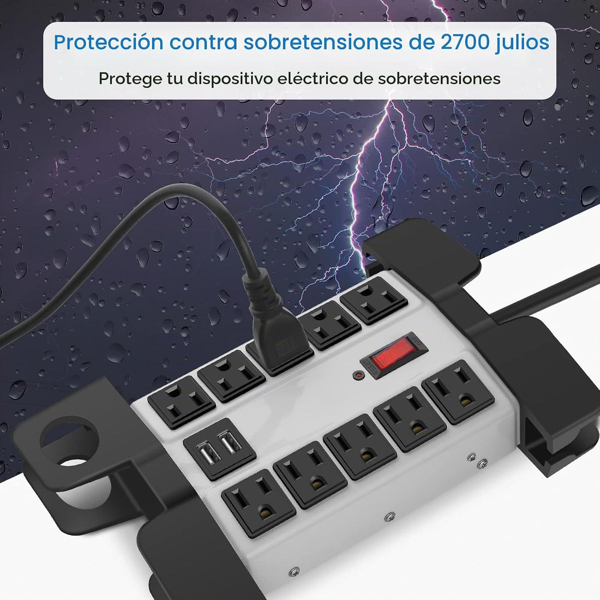 CCCEI Regleta de alimentación resistente con puertos USB, 10 tomacorrientes