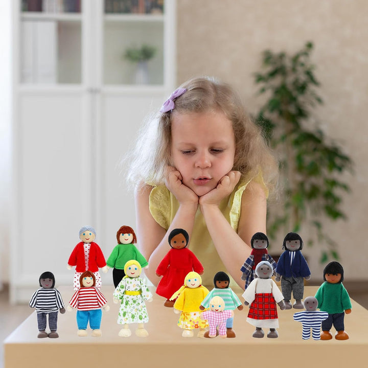 ONEST Juego de casa de muñecas de madera de 23 piezas con muñecos d...