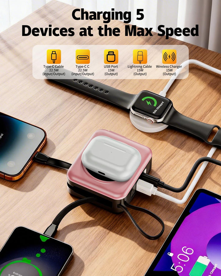 Cargador portátil Magsafe con cables integrados y enchufe de pared...