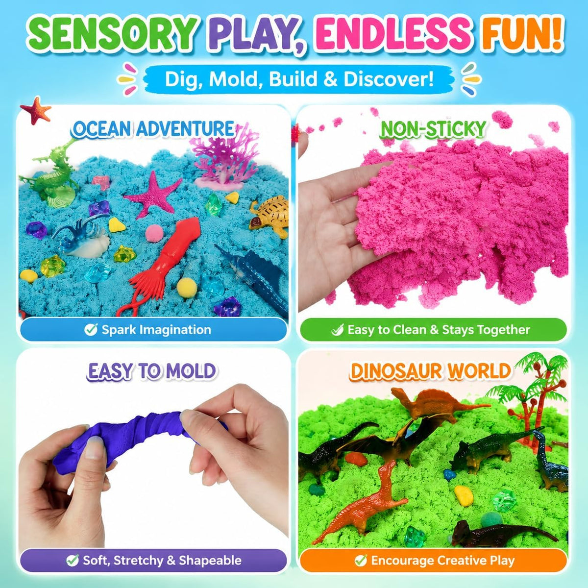 Cubo sensorial sensorial Dino & Ocean con arena de juego