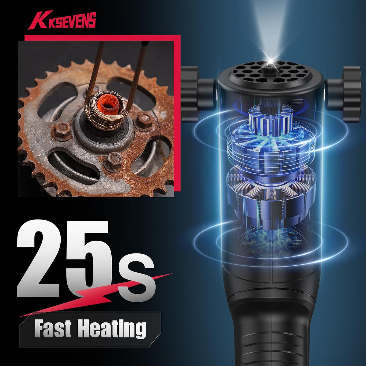 Calentador de inducción 1500W 110V Eliminación de pernos Herramienta de calentamiento por inducción magnética manual con 12 bobinas para quitar tornillos oxidados, Rojo