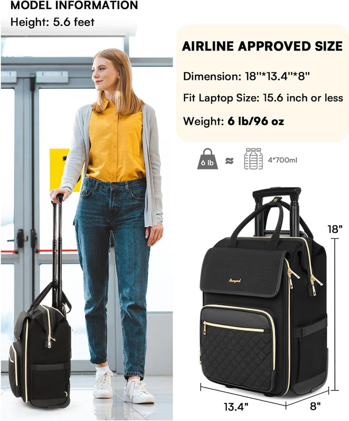 Mochila rodante Arcoyard para mujeres, mochila rodante para viajes...