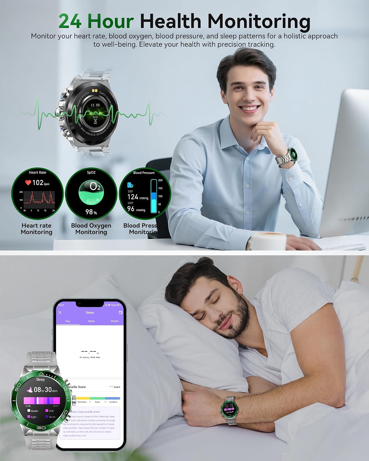 SOUYIE Reloj inteligente militar resistente para hombres 1.43 "AMOLED