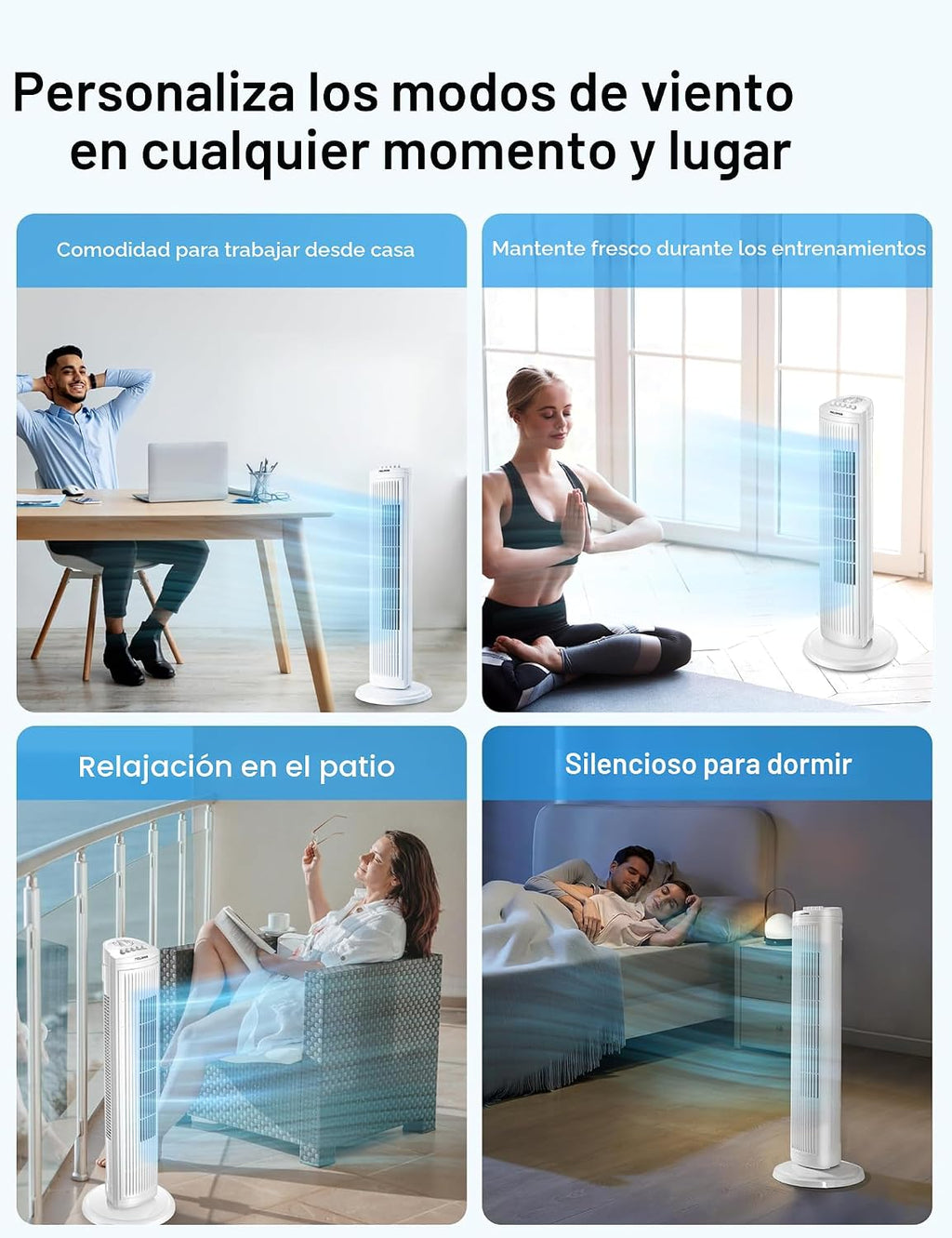 PELONIS Ventilador de torre oscilante de 30 pulgadas con 3 ajustes...