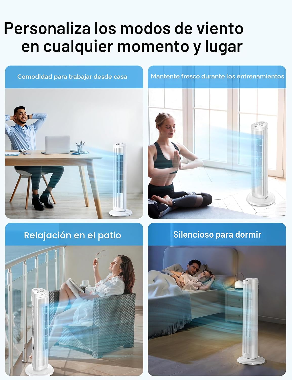 PELONIS Ventilador de torre oscilante de 30 pulgadas con 3 ajustes...