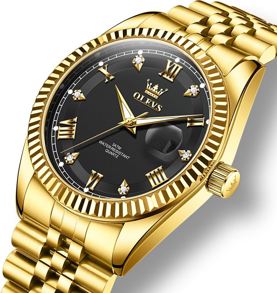 OLEVS Reloj para Hombres Acero Inoxidables Cuarzo Lujo Reloj de vestir de gran esfera