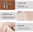 Bolso de maquillaje, estuche de viaje con compartimentos y asa, organizador portátil de cosméticos, bolso de aseo para mujer