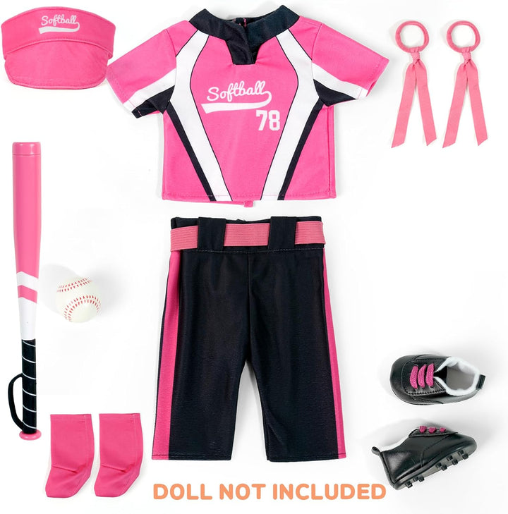 ARTST Conjunto de ropa de muñeca de sóftbol de 18 pulgadas, incluye...