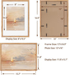 Portarretratos de 12 x 16 pulgadas, marco de madera de roble macizo de 12 x 16 pulgadas para pared, marcos de fotos de 12 x 16 pulgadas con vidrio real, marco de 12 x 16 pulgadas con paspartú de 8.5 x