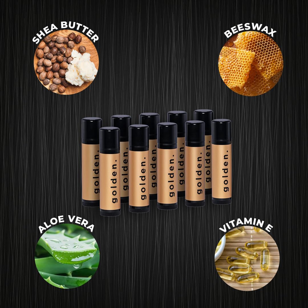 Golden Grooming Co. - Juego de bálsamo labial para hombres, bálsamo...