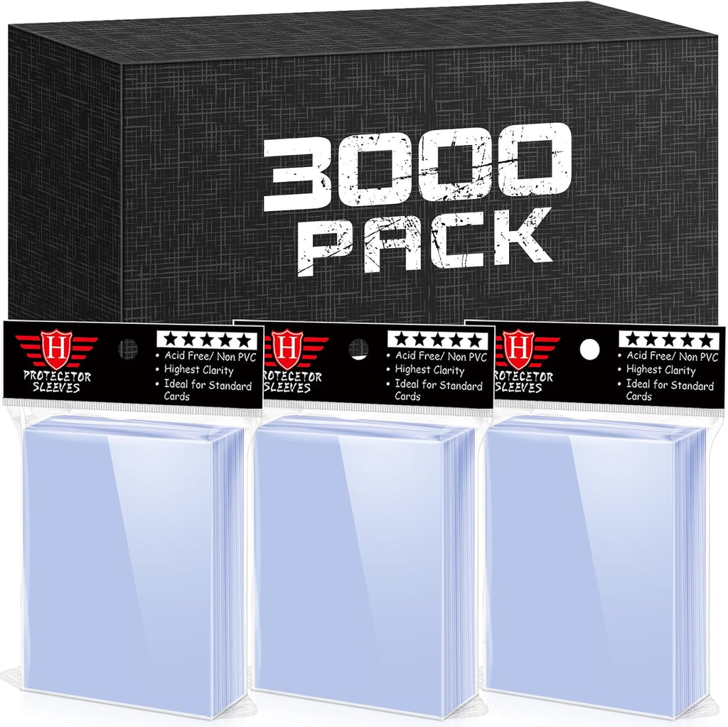3000 fundas para tarjetas intercambiables, protectores de tarjetas blandas transparentes, fundas de plástico de 2.64 x 3.36 pulgadas para tarjetas de béisbol, MTG, TCG, tarjetas deportivas y tarjetas
