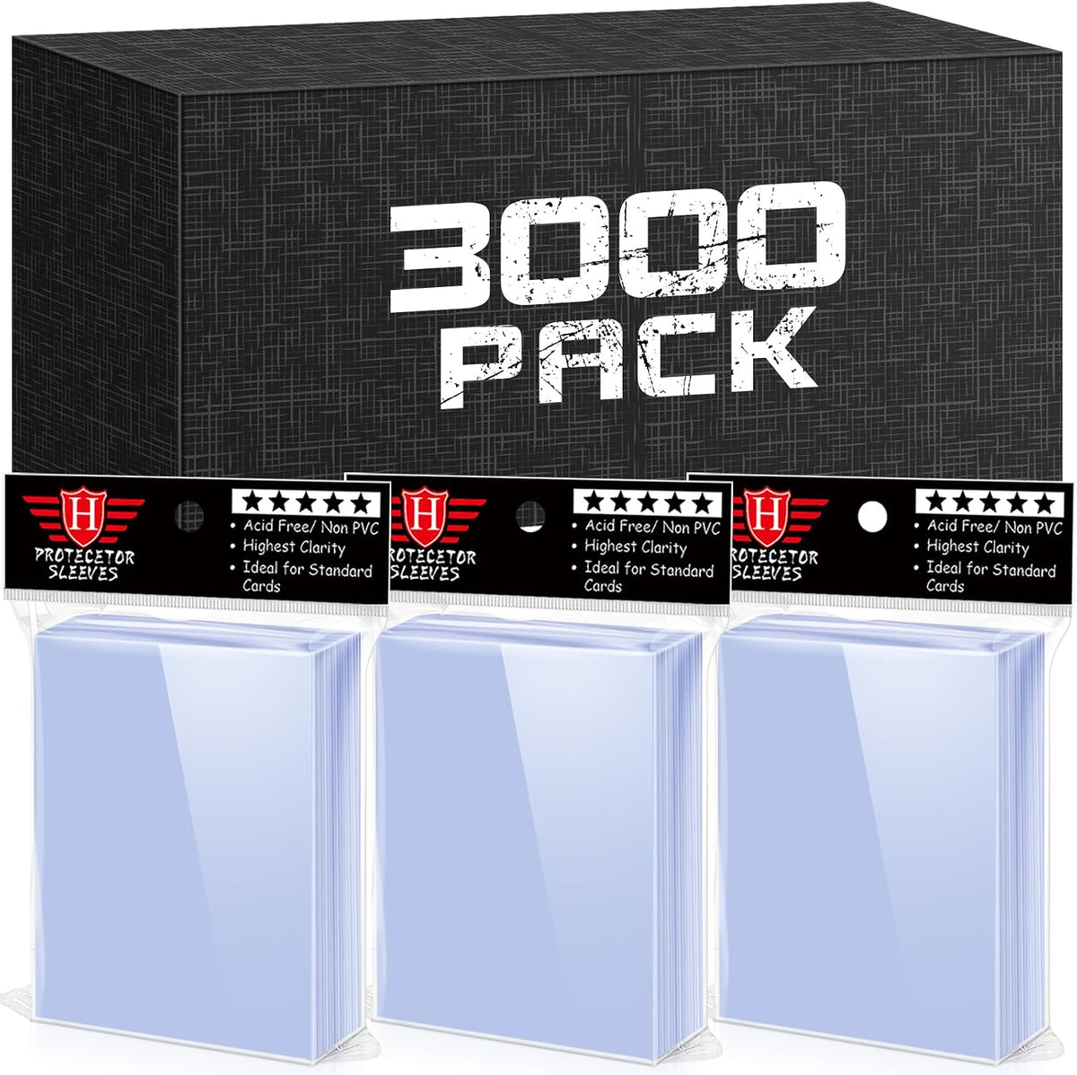 3000 fundas para tarjetas intercambiables, protectores de tarjetas blandas transparentes, fundas de plástico de 2.64 x 3.36 pulgadas para tarjetas de béisbol, MTG, TCG, tarjetas deportivas y tarjetas