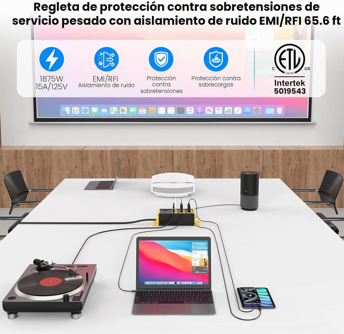 Protector contra sobretensiones de filtrado EMI/RFI, cable plano de