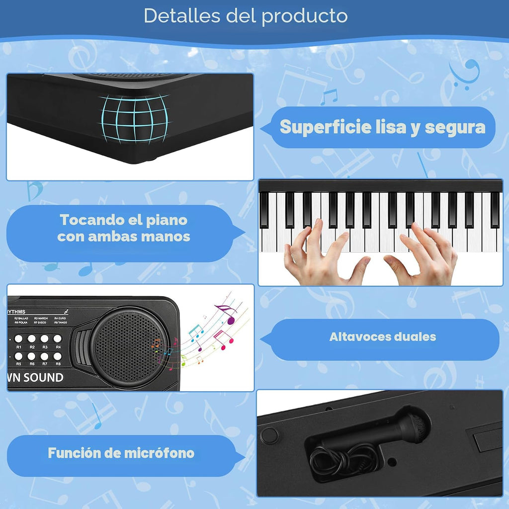 Juguetes Piano Teclado - 37 teclas Pianos Juguete musical con micrófono para niño y niña