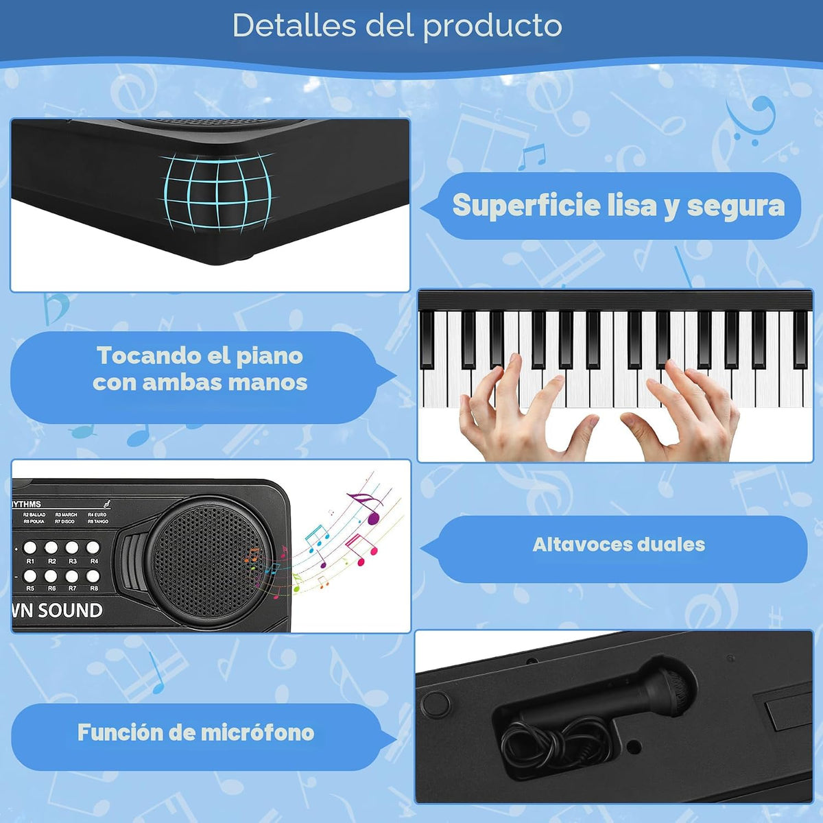 Juguetes Piano Teclado - 37 teclas Pianos Juguete musical con micrófono para niño y niña