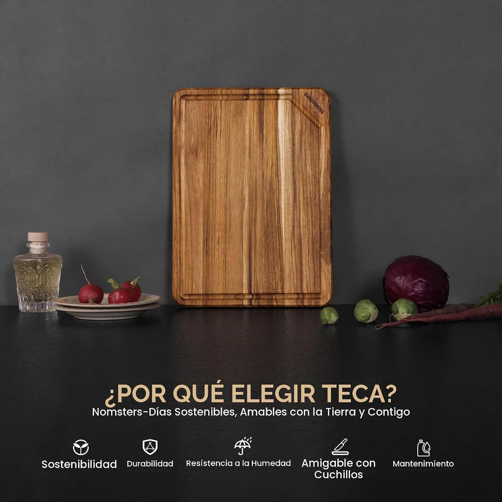 Tabla de cortar de madera de teca para cocina Tablero de charcutería