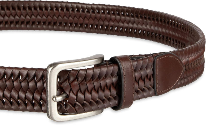 Tommy Bahama Cinturón de cuero trenzado para hombre, diseño elástic...