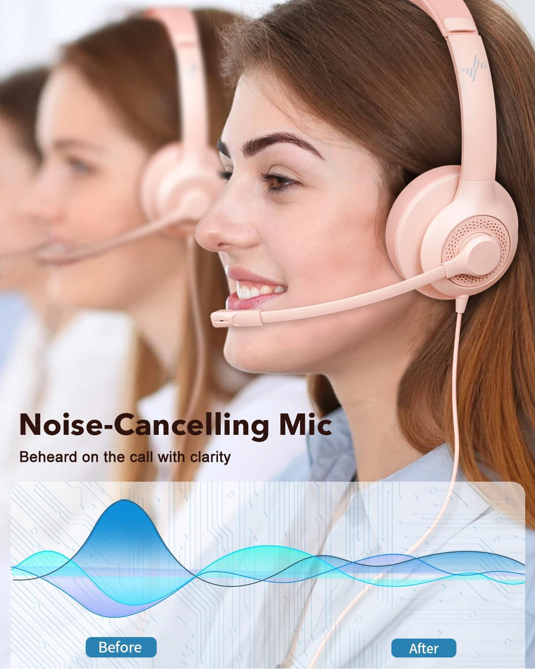 Auriculares JIAMQISHI USB con micrófono para PC, auriculares de com...