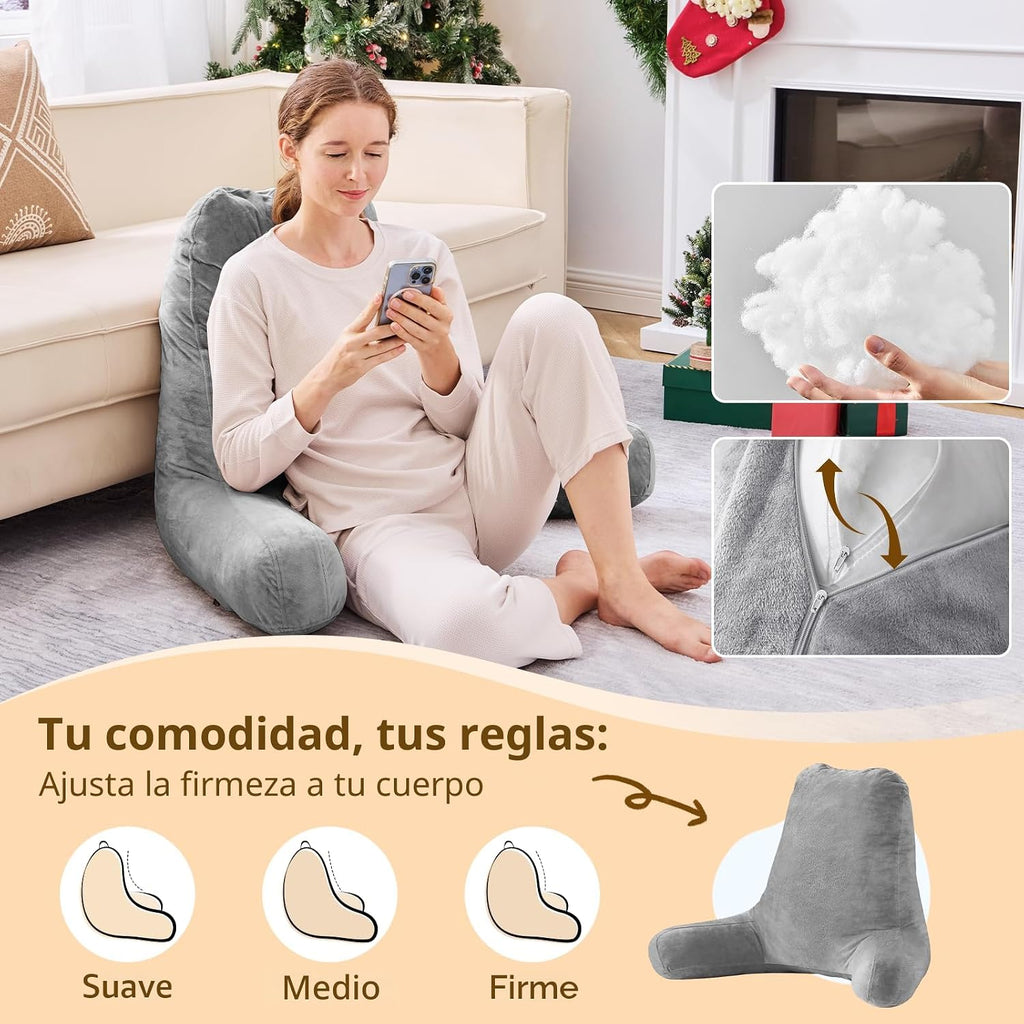 Sasttie Reading Pillow para Bed, Back Pillow para Sitting Up, Dark Grey
