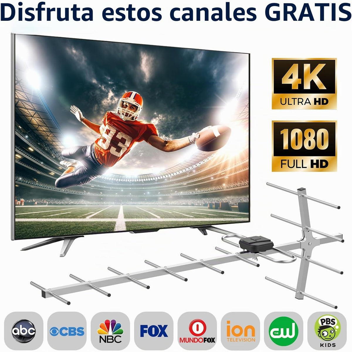 Antena digital HDTV al aire libre, antenas para soporte de TV ático o