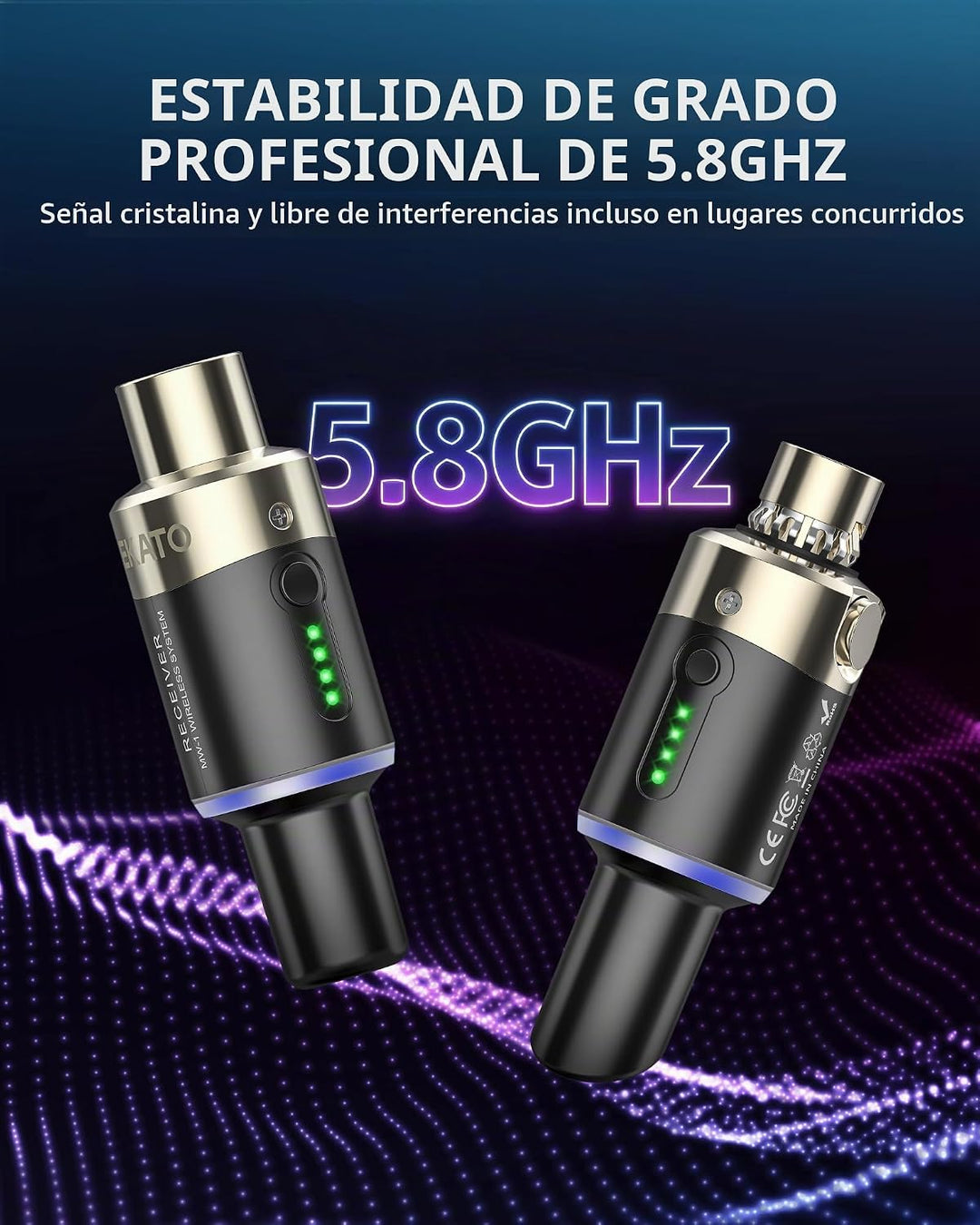 LEKATO 5,8 GHz micrófono inalámbrico XLR transmisor receptor sistem...