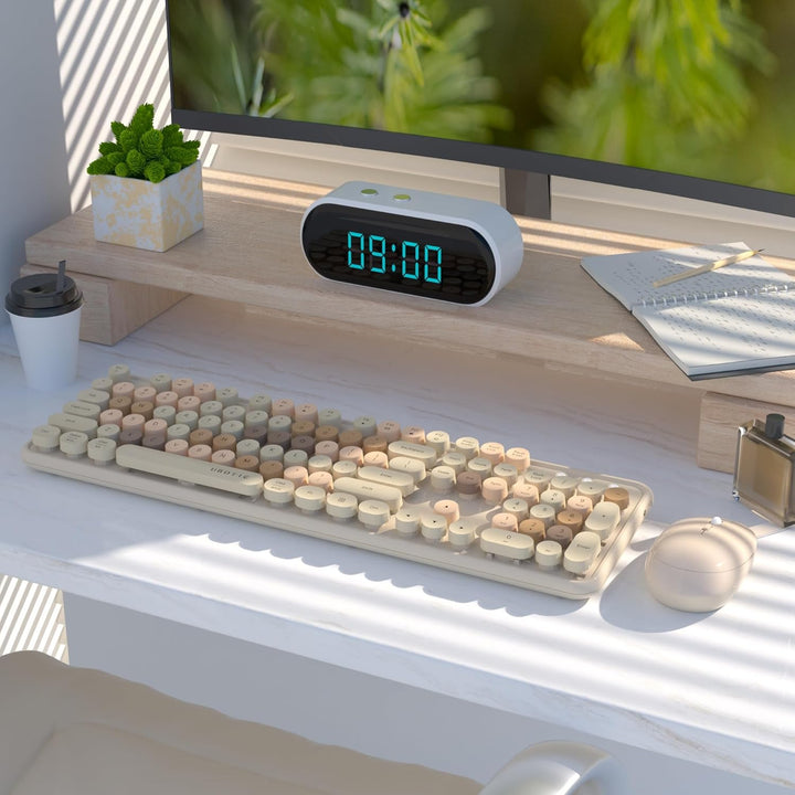 UBOTIE Teclado inalámbrico colorido para computadora y mouse óptico...