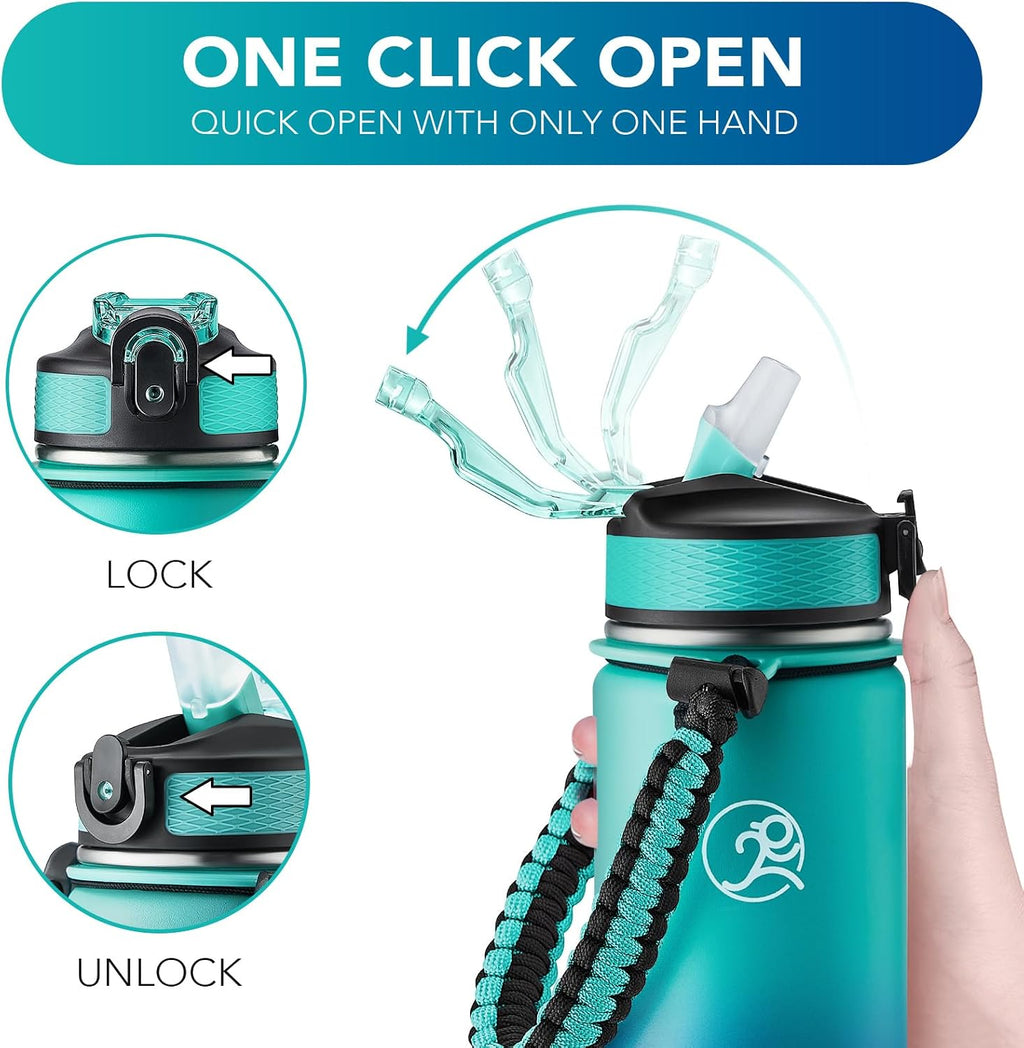 GOSWAG Botella de agua de viaje de acero inoxidable aislada de 24 onzas