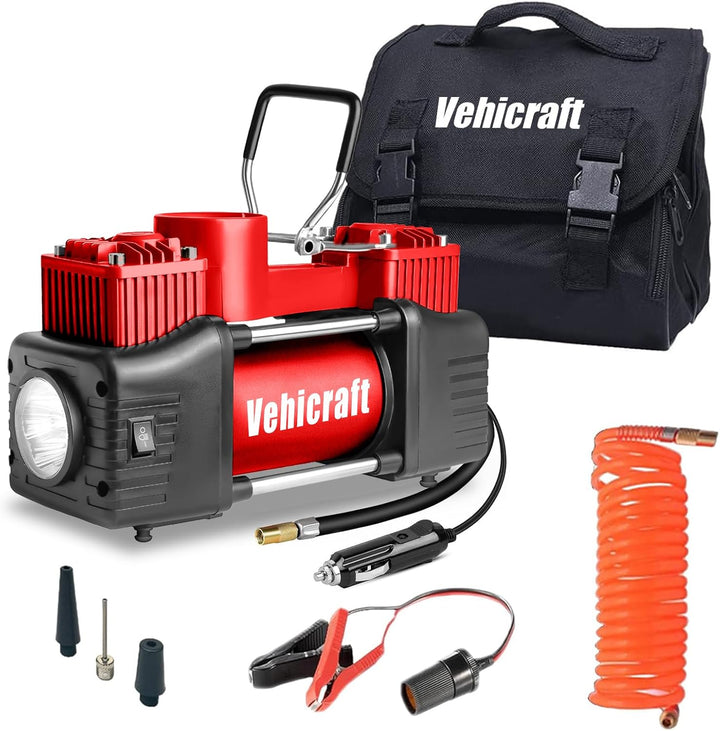 Vehicraft Compresor de aire portátil con inflador de neumáticos roj...