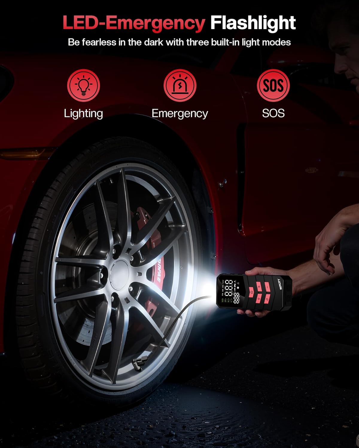 NUTCITY Compresor de aire portátil para neumáticos de automóvil, 16...