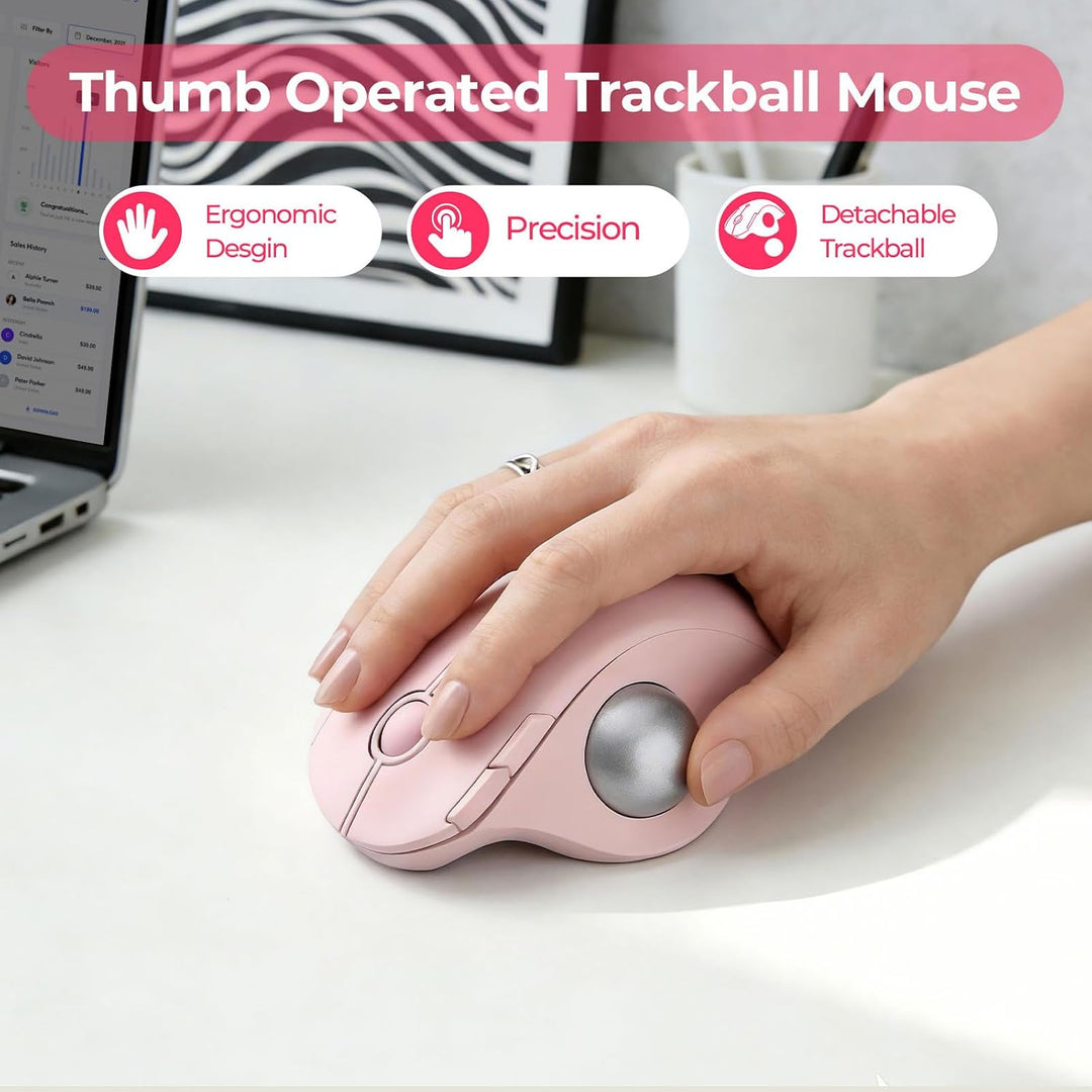 seenda Ratón de trackball inalámbrico, mouse ergonómico Bluetooth R...