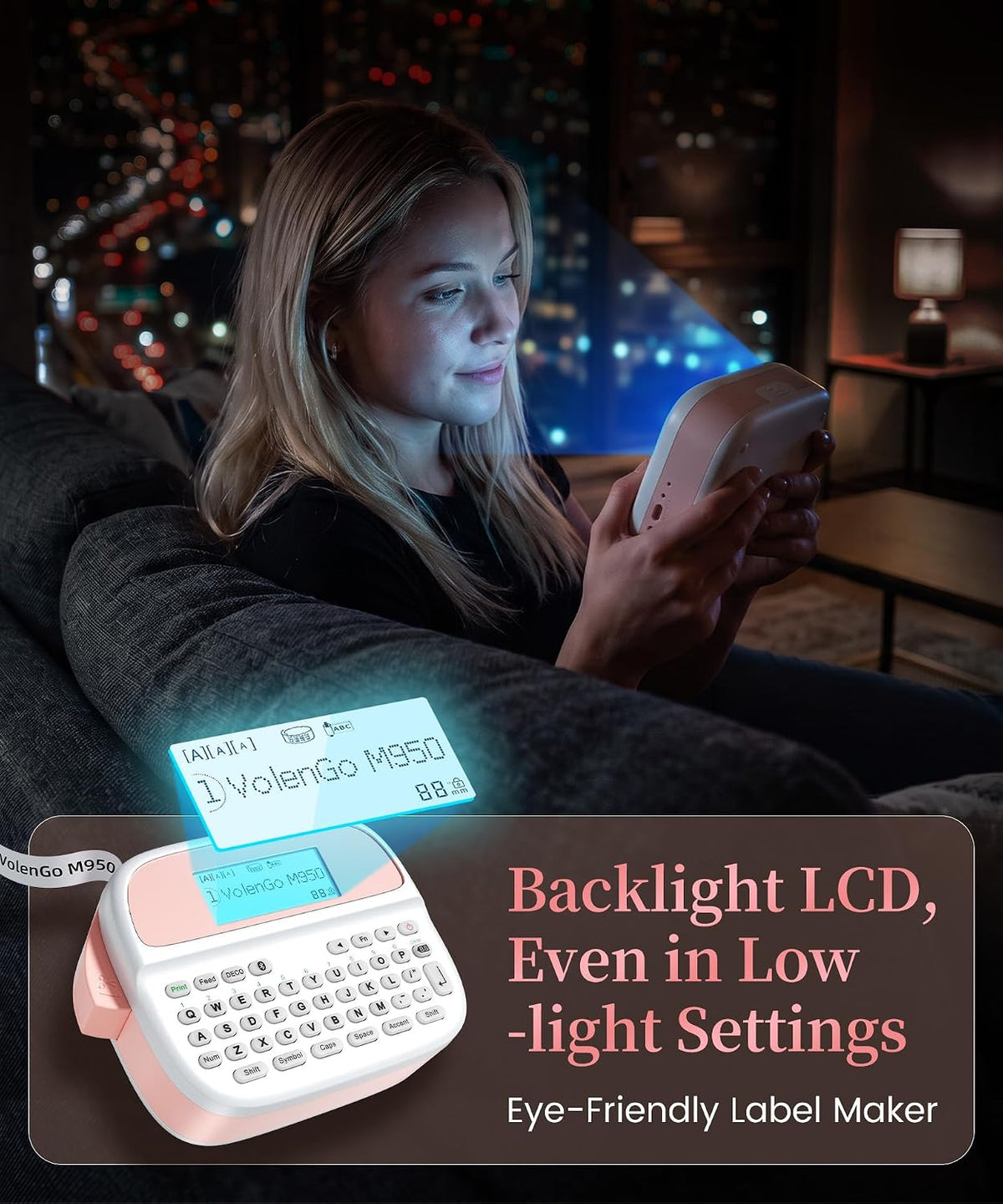 Máquina etiquetadora con cintas, etiquetadora Bluetooth recargable M950