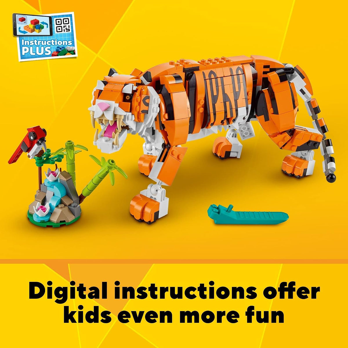 LEGO Creator 31129 - Juego de construcción de tigre majestuoso 3 en 1, se transforma de tigre a panda o pez koi, figuras de animales, juguete de construcción coleccionable, regalos para niños y niñas
