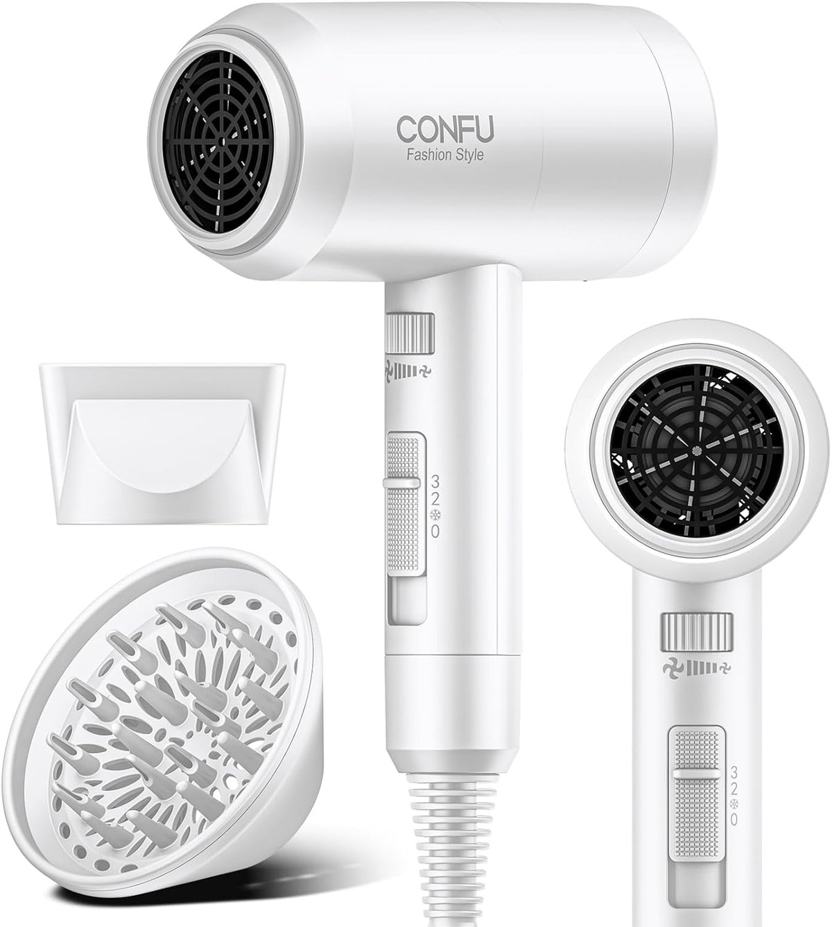 Secador de Pelo con Difusor, CONFU Secador de Pelo para Cabello Riz...