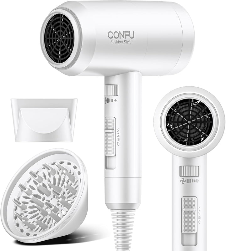 Secador de Pelo con Difusor, CONFU Secador de Pelo para Cabello Riz...